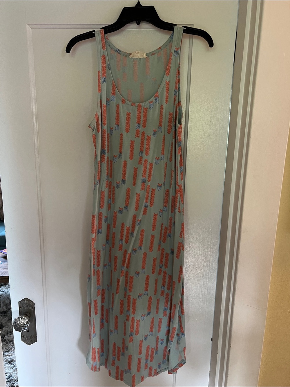 Synergy Organic Light Blue Tank with Coral Accent Print